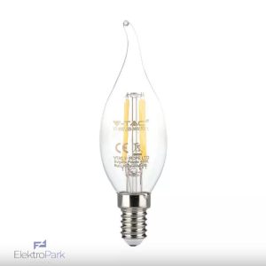 V-TAC 4W E14 meleg fehér filament C35 LED gyertyaláng égő - SKU 214302