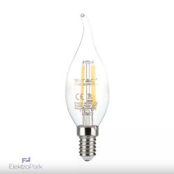   V-TAC 4W E14 természetes fehér filament C35 LED csavart gyertyaláng égő - SKU 214431